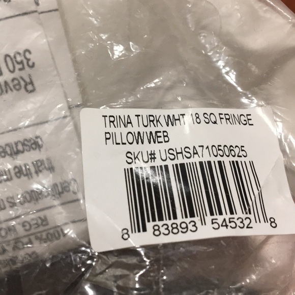 NWT Trina Turk Decorative Throw Wht Fringe Pillow - Picture 14 of 15